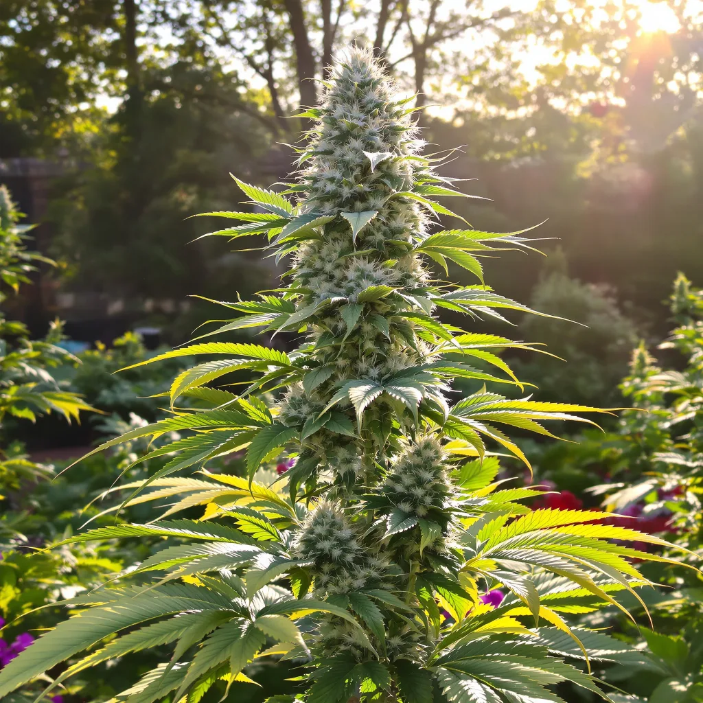 LA Woman 40% indica / 50% sativa — fleur avec trichomes visibles