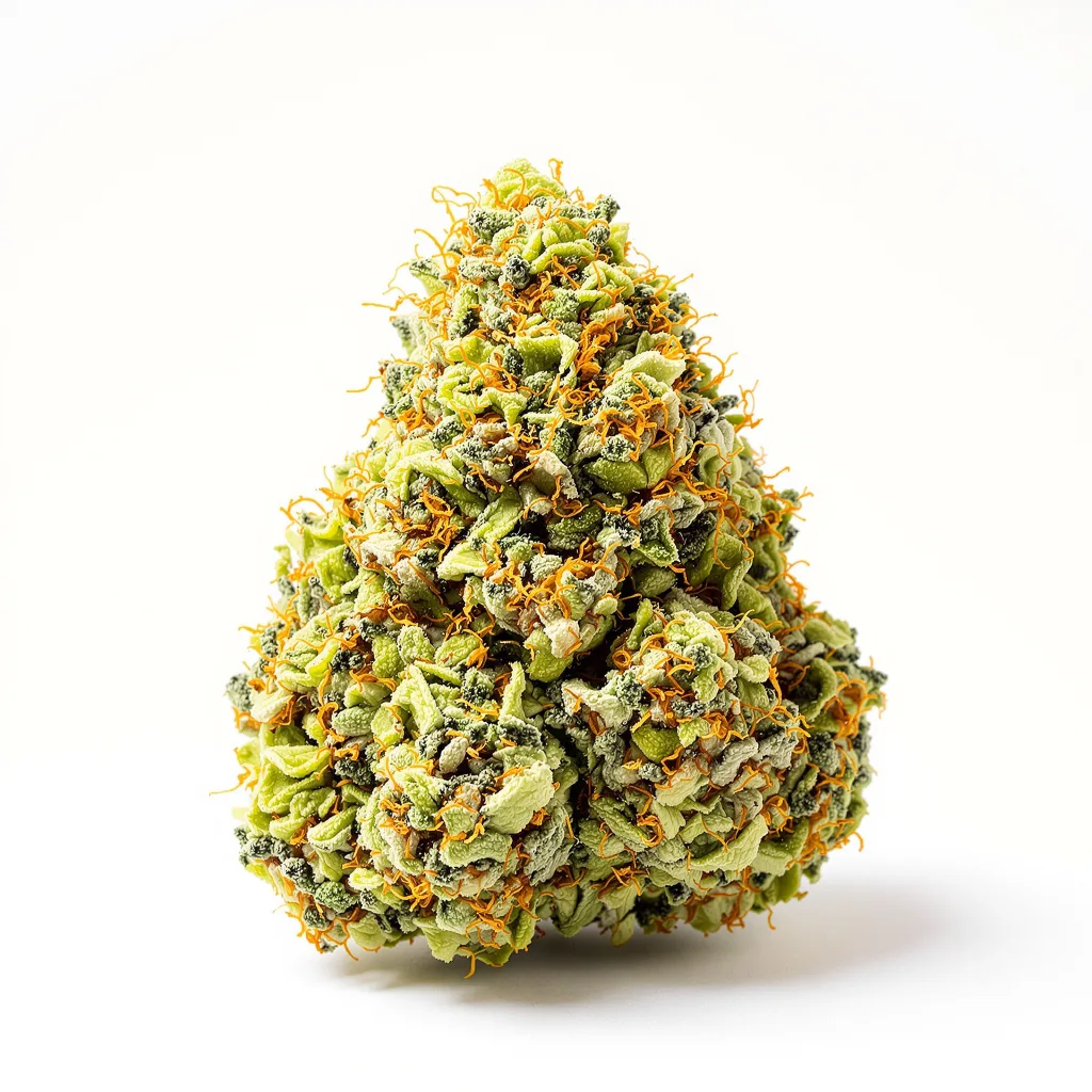 Lamb's Bread 10% indica / 90% sativa — fleur avec trichomes visibles