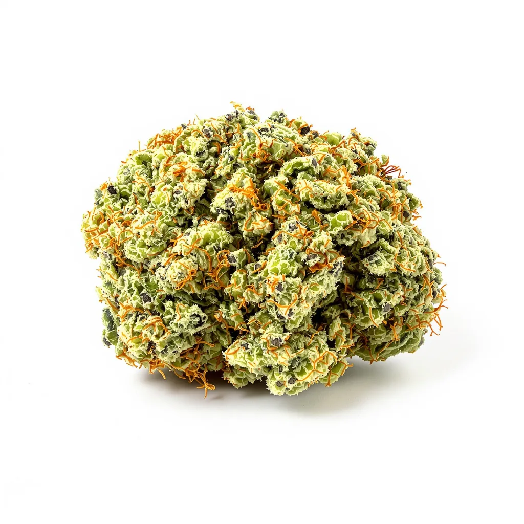 Lambo 7% indica / 93% sativa — fleur avec trichomes visibles