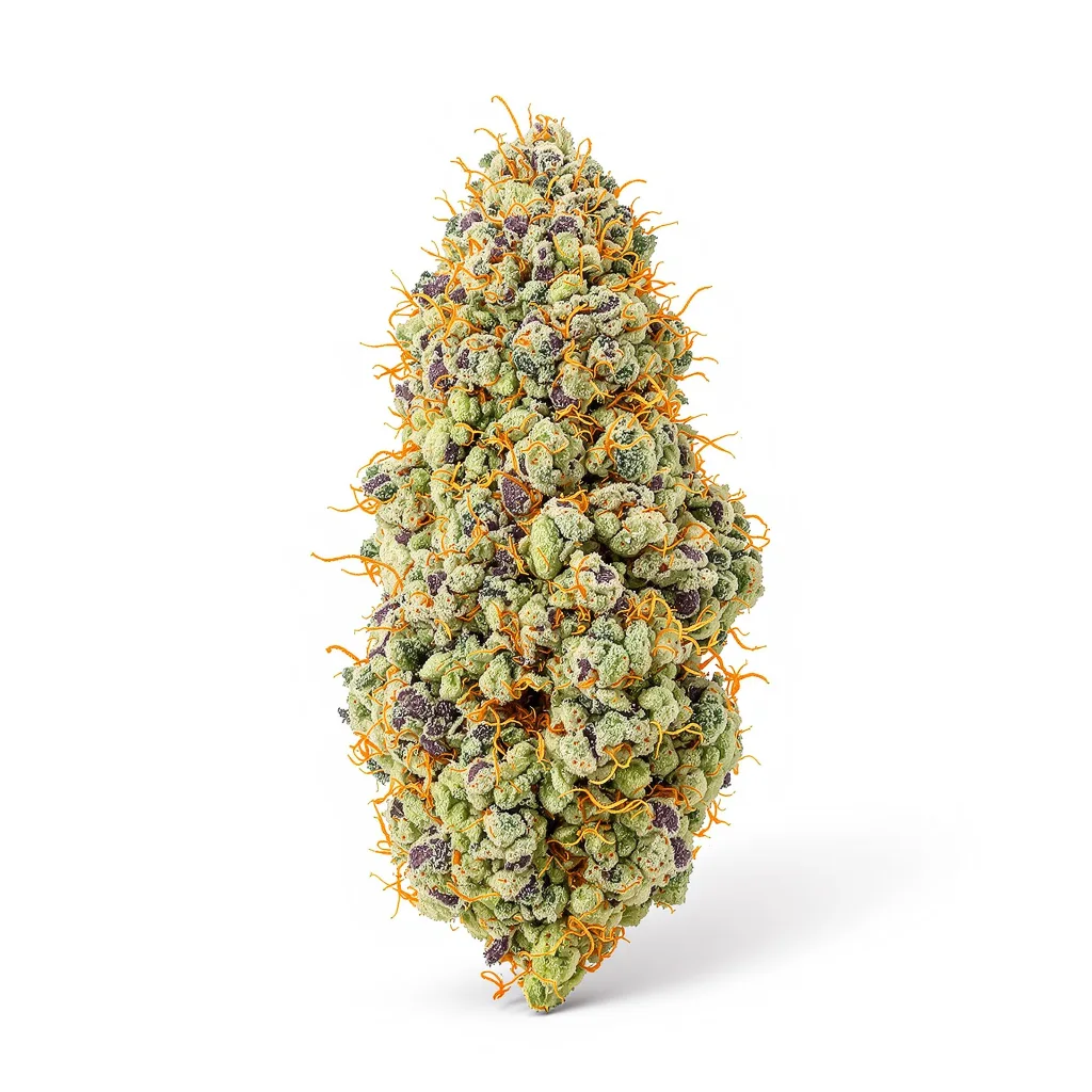Lamborghini 48% indica / 52% sativa — fleur avec trichomes visibles