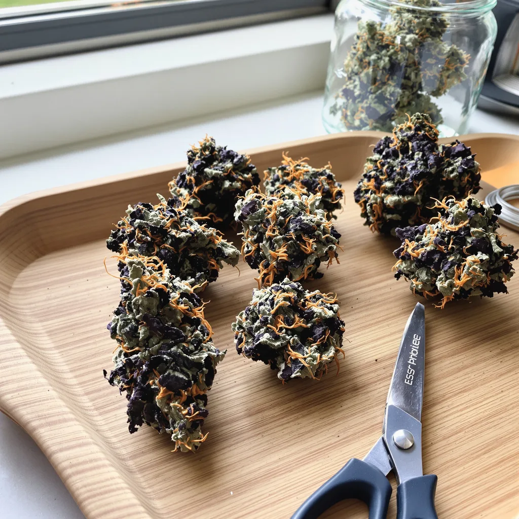 Lava Cake 80% indica / 20% sativa — fleur avec trichomes visibles