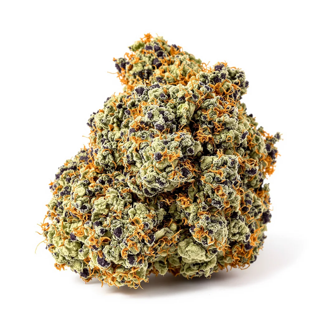 Lava Cake 80% indica / 20% sativa — fleur avec trichomes visibles