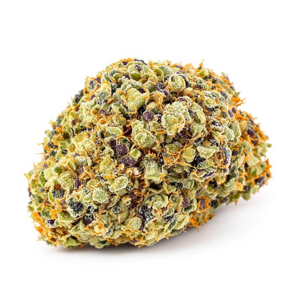 Le Silver Royale 54% indica / 46% sativa — fleur avec trichomes visibles