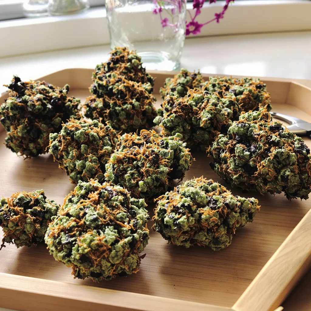 Lee Roy 69% indica / 31% sativa — fleur avec trichomes visibles