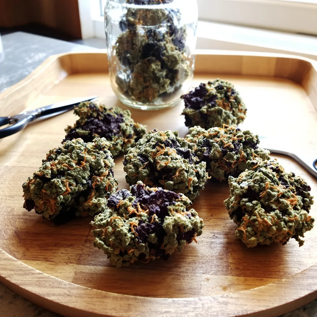 Legend OG 69% indica / 31% sativa — fleur avec trichomes visibles