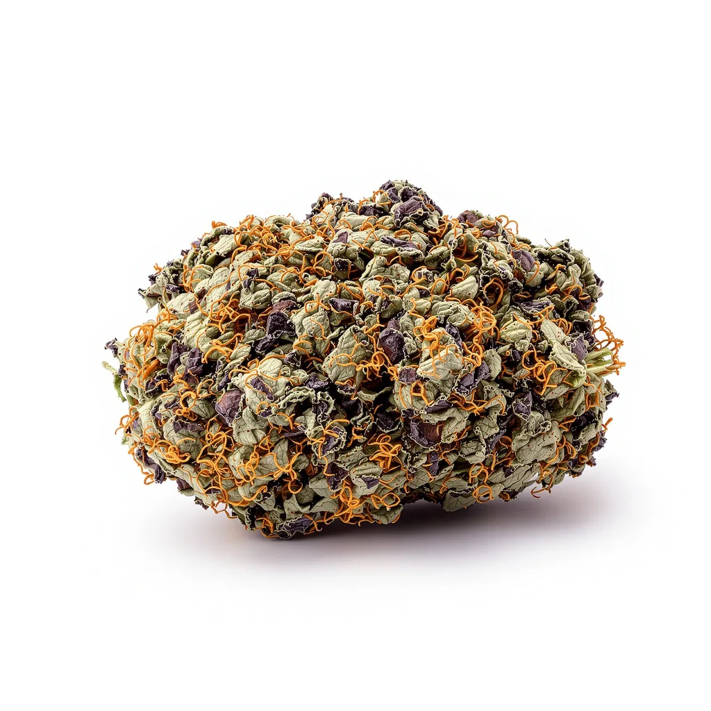 Legend OG 69% indica / 31% sativa — fleur avec trichomes visibles