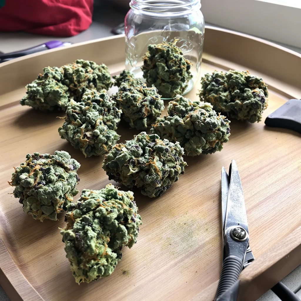 Lemon 57% indica / 43% sativa — fleur avec trichomes visibles