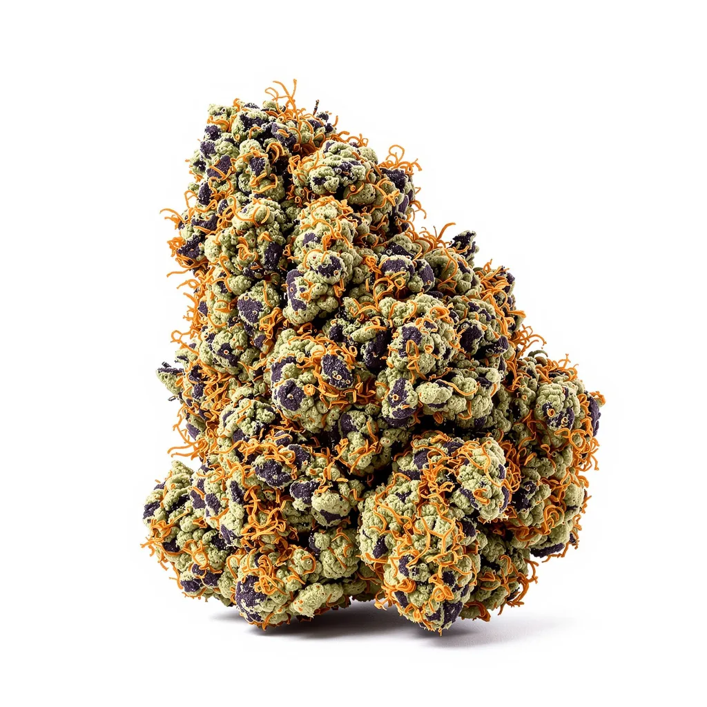 Lemon Daddy 68% indica / 32% sativa — fleur avec trichomes visibles