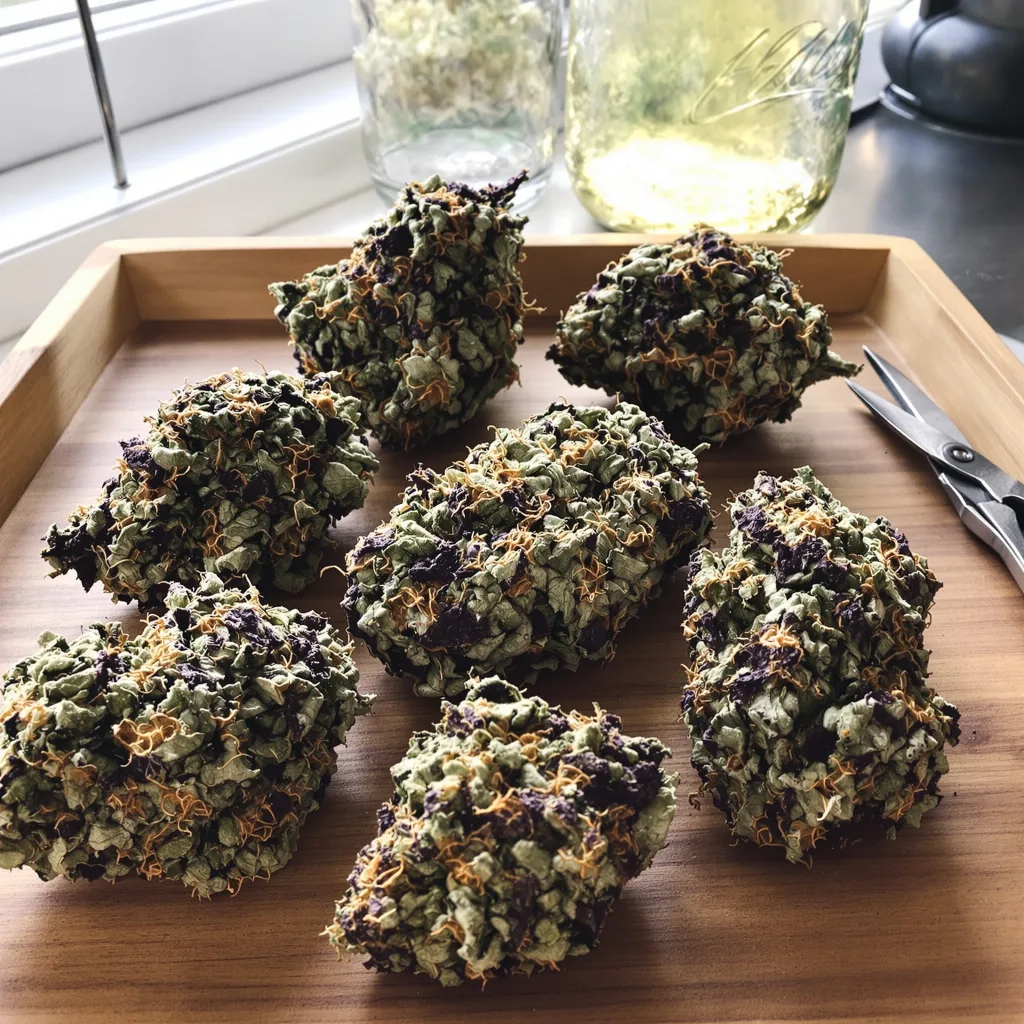 Lemon Daddy 68% indica / 32% sativa — fleur avec trichomes visibles