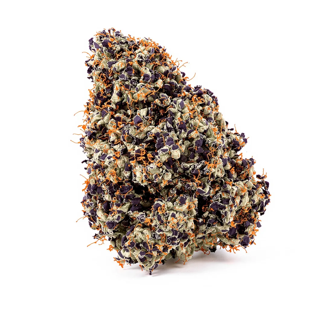 Lemon Daddy 68% indica / 32% sativa — fleur avec trichomes visibles
