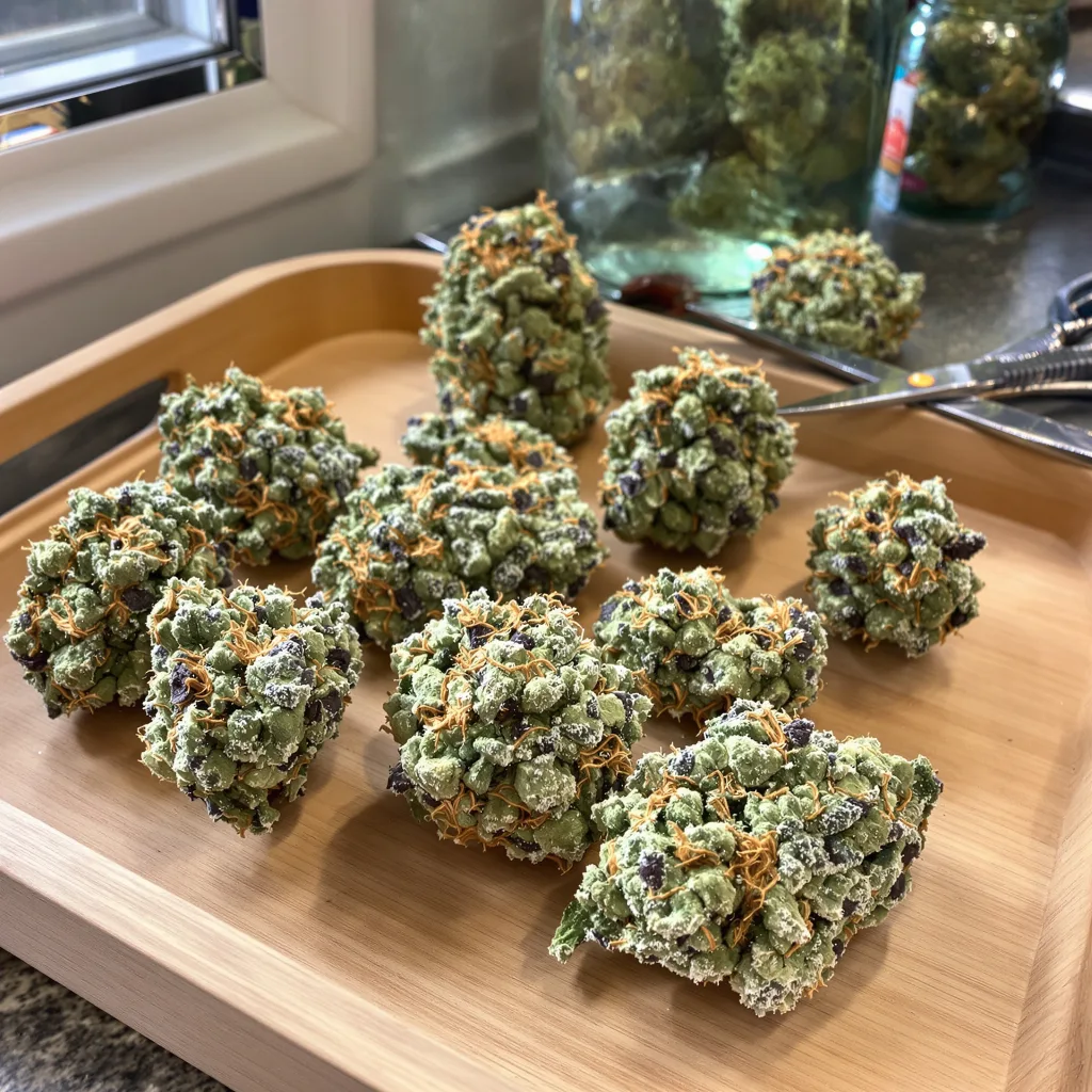 Lemon Drop 50% indica / 50% sativa — fleur avec trichomes visibles