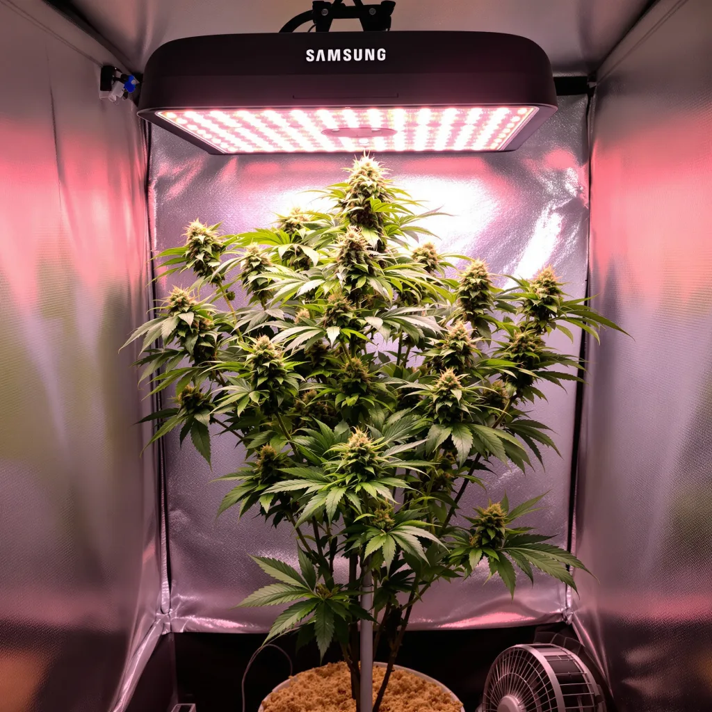 Plante de cannabis Lemon Garlic OG en floraison — 90-130 cm féminisée