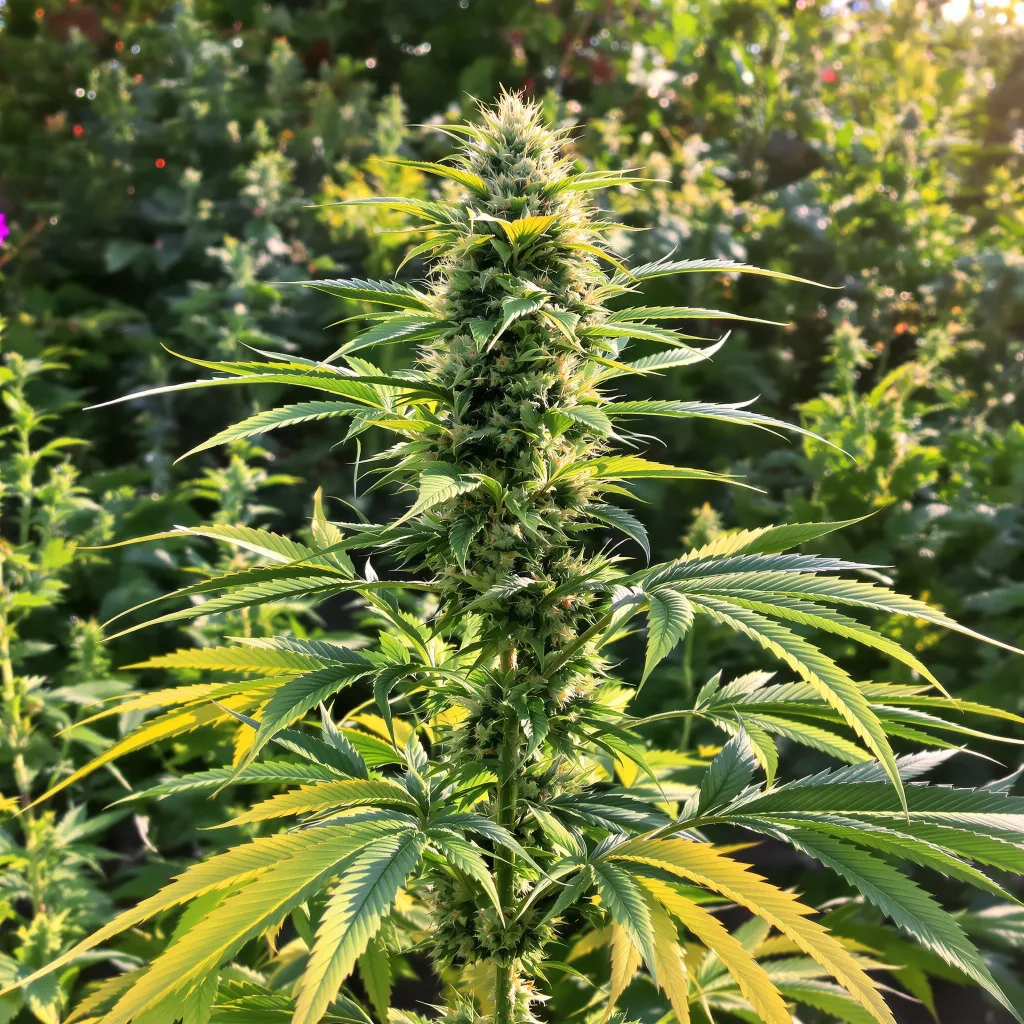 Lemon Kush 50% indica / 50% sativa — fleur avec trichomes visibles