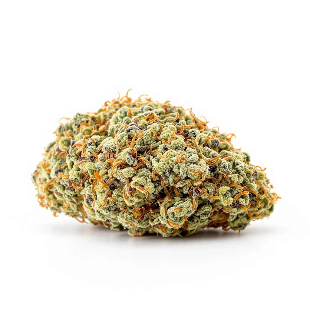Lemon OG Kush 50% indica / 50% sativa — fleur avec trichomes visibles