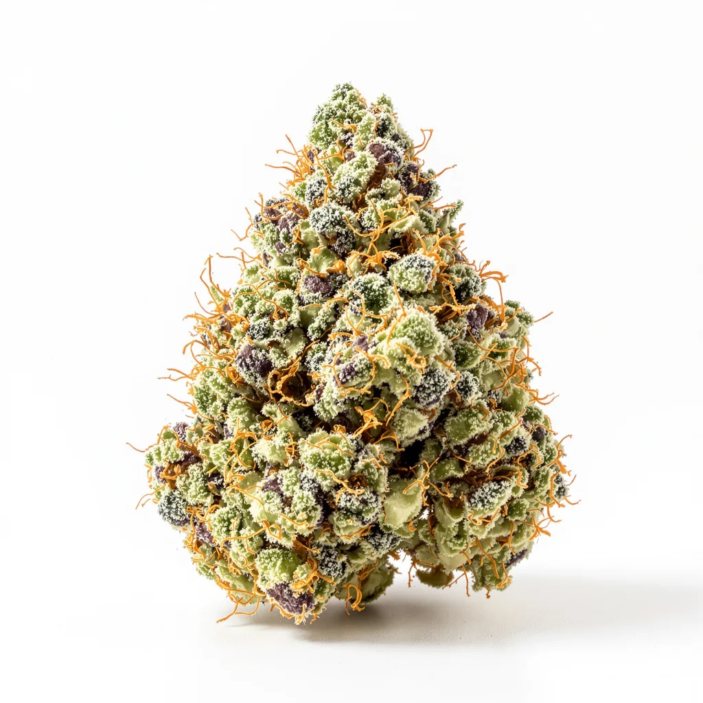 Lemon OG Kush 50% indica / 50% sativa — fleur avec trichomes visibles