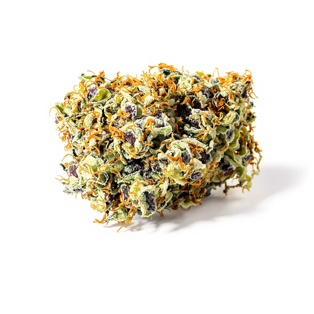 Lemon Skunk 30% indica / 60% sativa — fleur avec trichomes visibles