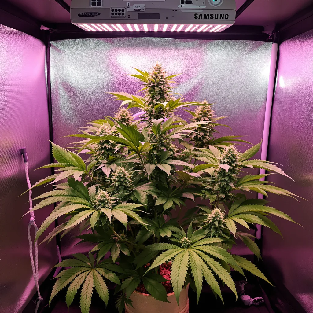 Plante de cannabis London Pound Cake en floraison — 90-130 cm féminisée