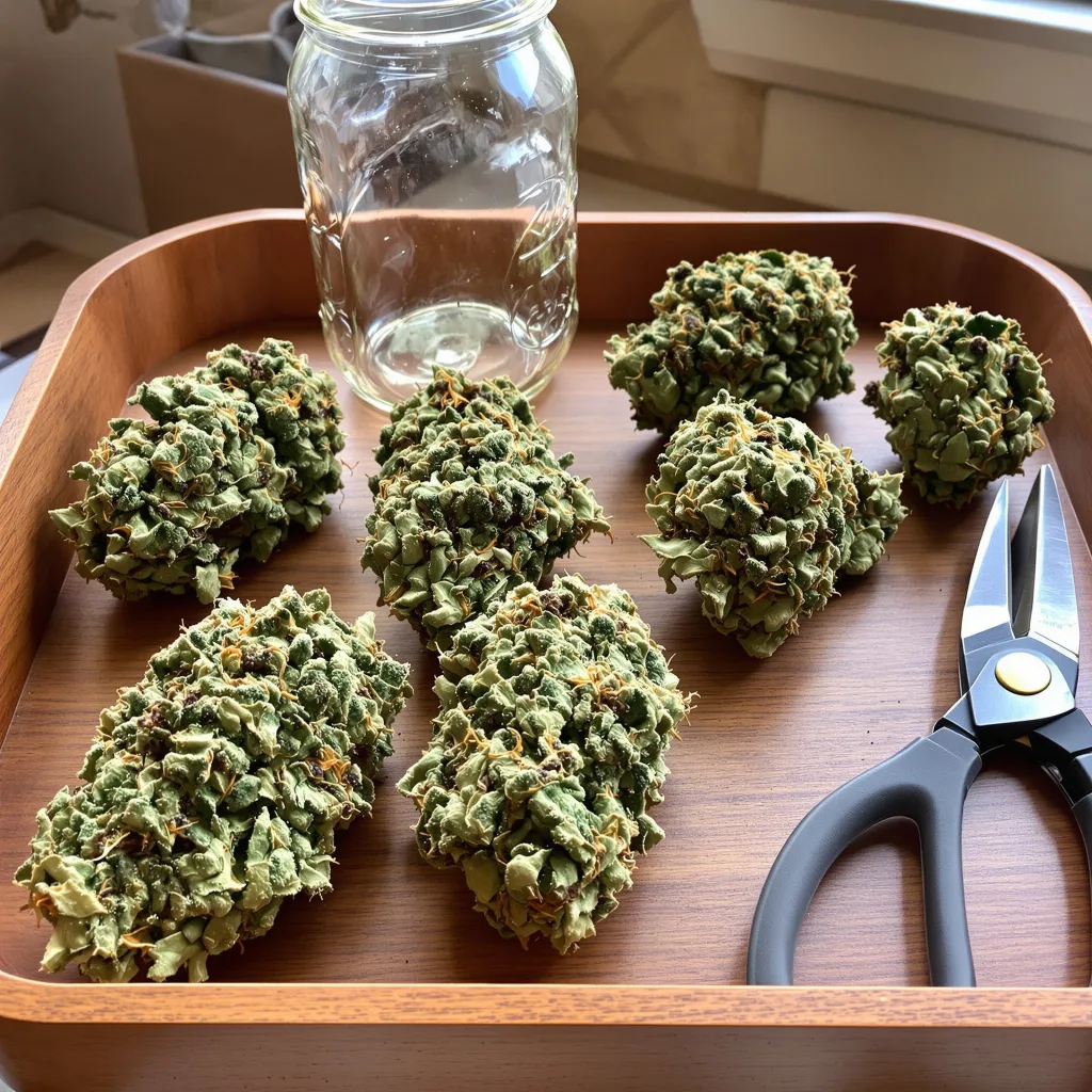 Longbottom Leaf 39% indica / 61% sativa — fleur avec trichomes visibles