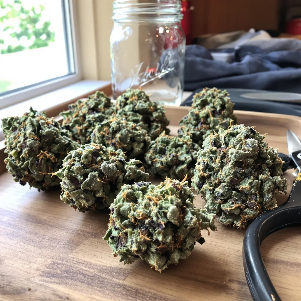Lowryder 44% indica / 56% sativa — fleur avec trichomes visibles