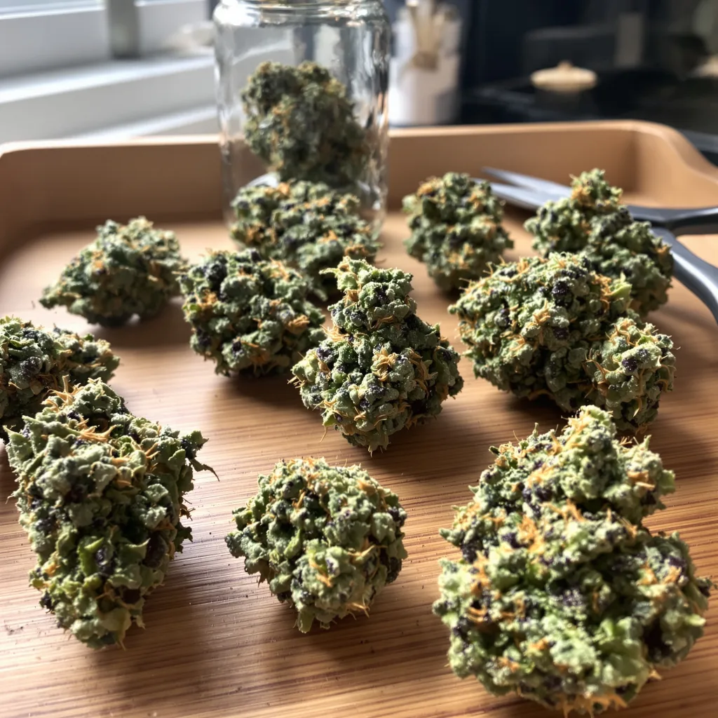 Lowryder 44% indica / 56% sativa — fleur avec trichomes visibles