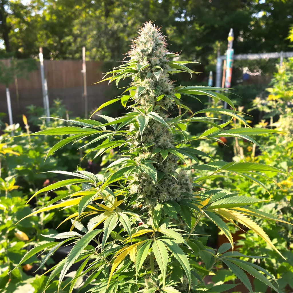 LSD 49% indica / 51% sativa — fleur avec trichomes visibles