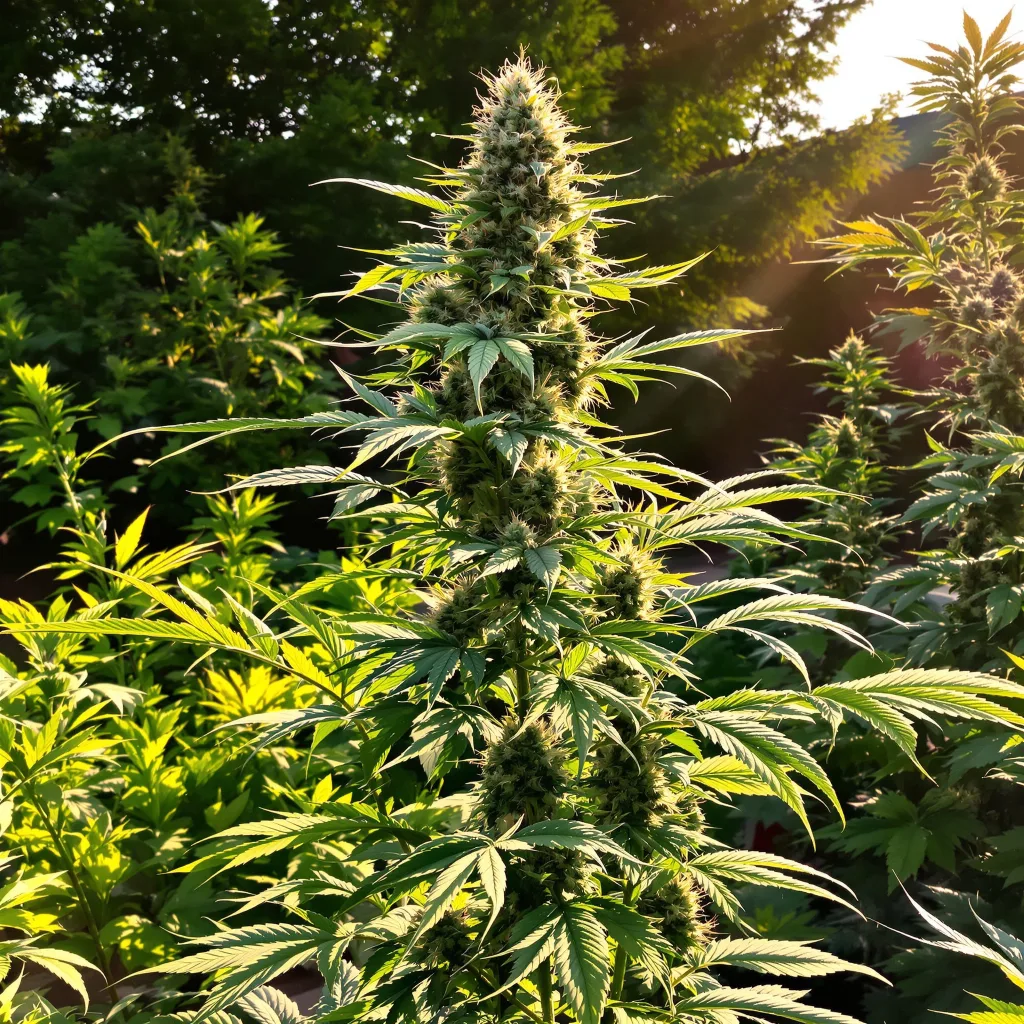 Lucid Blue 61% indica / 39% sativa — fleur avec trichomes visibles