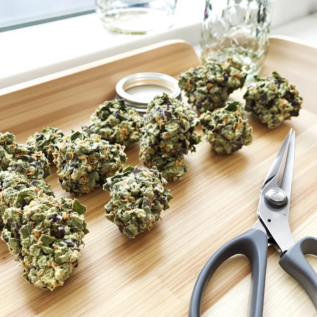 Lucky Charms 50% indica / 50% sativa — fleur avec trichomes visibles