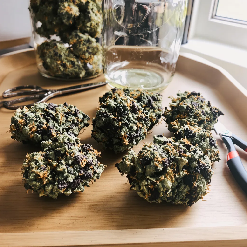 Lucky Dog 81% indica / 19% sativa — fleur avec trichomes visibles