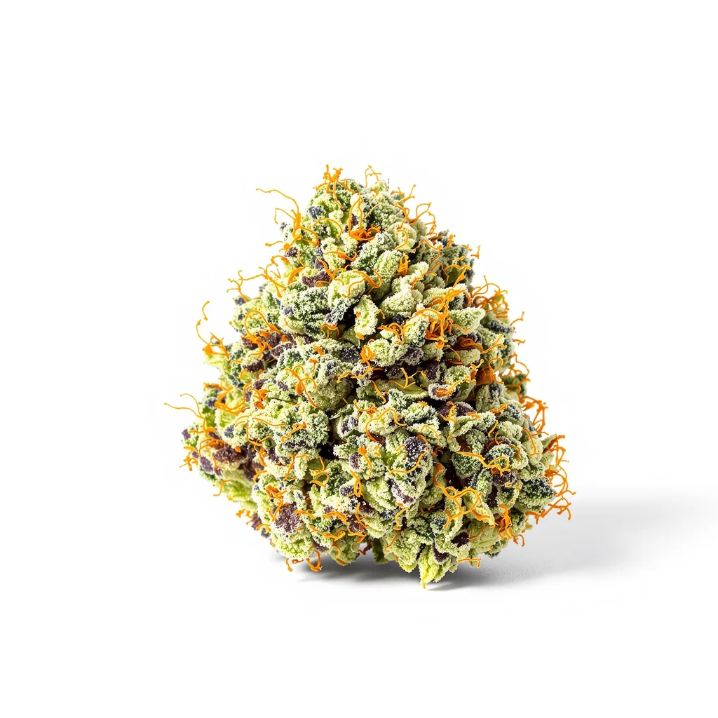 Lucky 54% indica / 46% sativa — fleur avec trichomes visibles