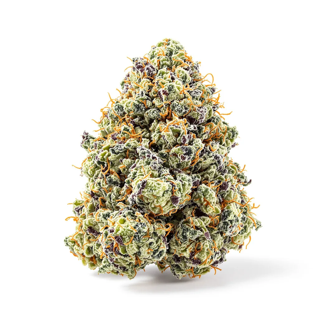 M-39 60% indica / 40% sativa — fleur avec trichomes visibles