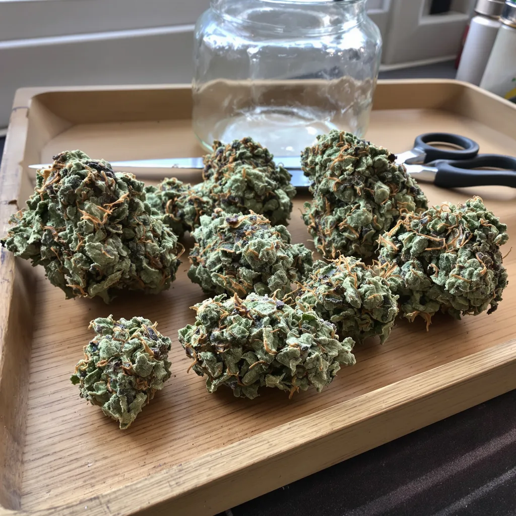 Mac 1 50% indica / 50% sativa — fleur avec trichomes visibles