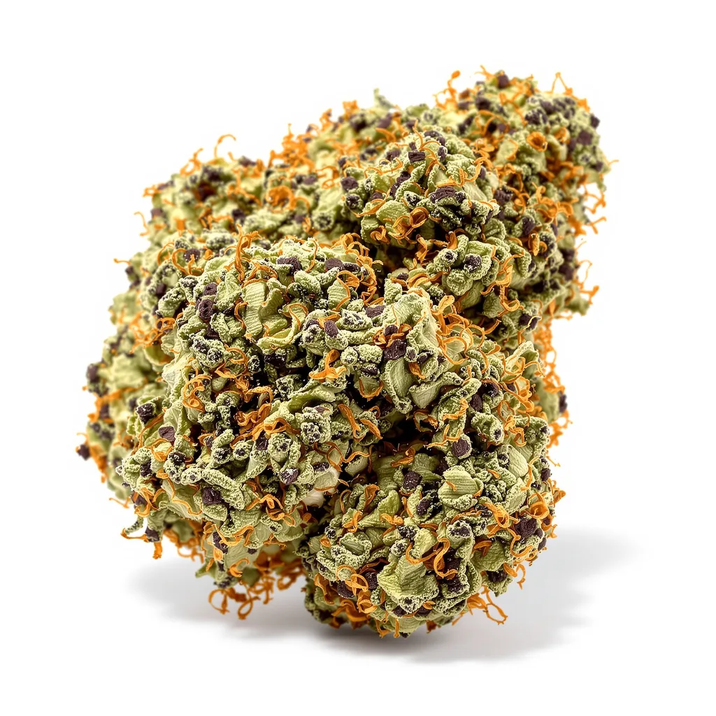 Mad Scientist 86% indica / 14% sativa — fleur avec trichomes visibles