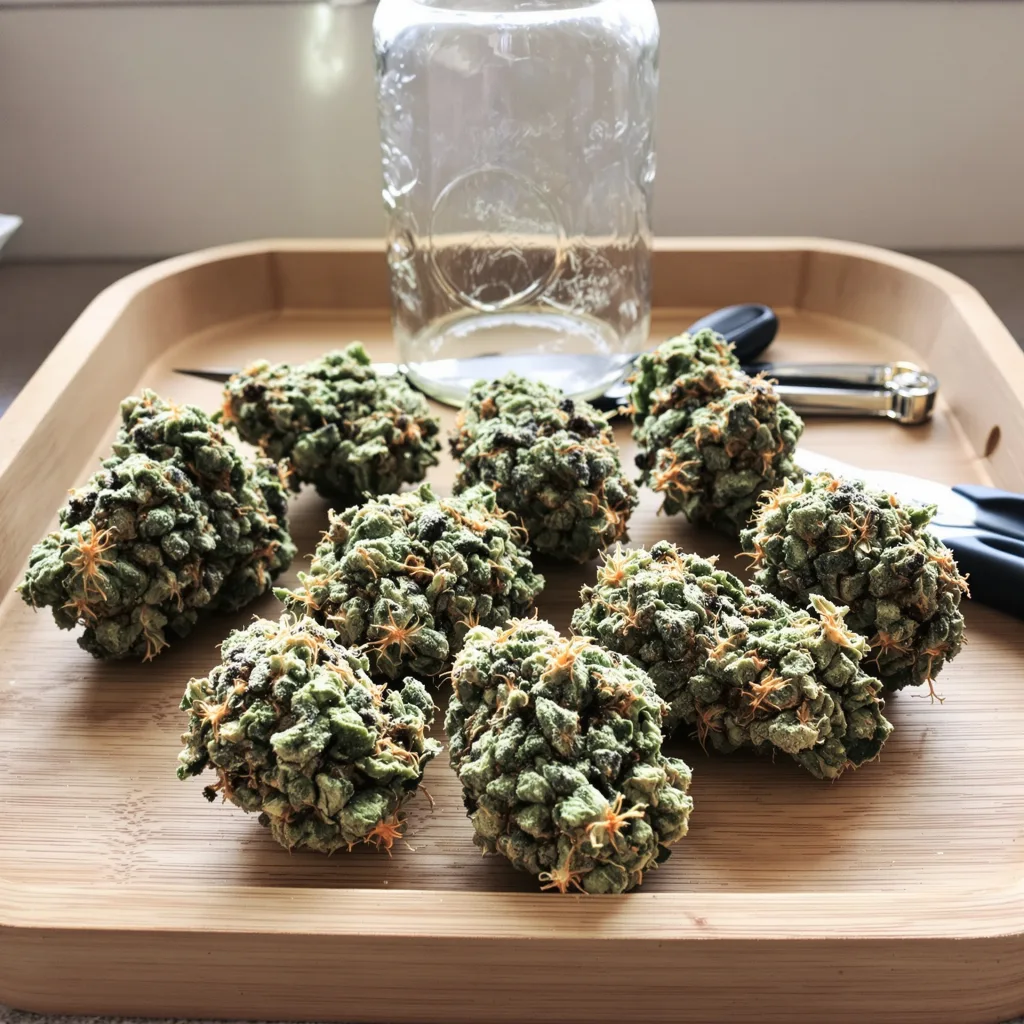 Magnum 49% indica / 51% sativa — fleur avec trichomes visibles