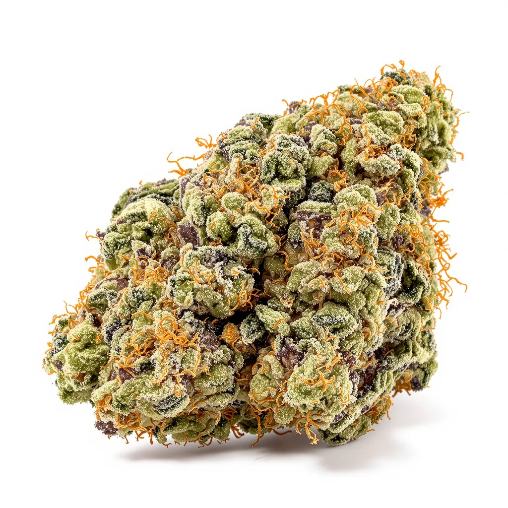 Magnum 49% indica / 51% sativa — fleur avec trichomes visibles