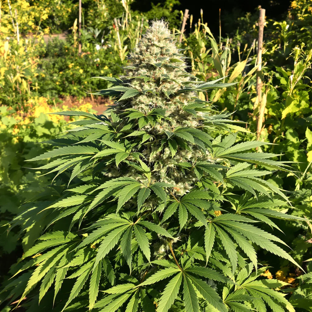 Majestic 12 70% indica / 30% sativa — fleur avec trichomes visibles