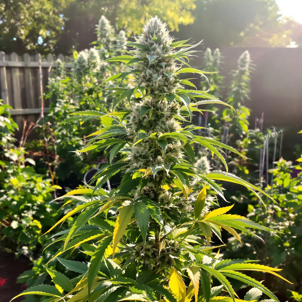 Mandarin 36% indica / 64% sativa — fleur avec trichomes visibles