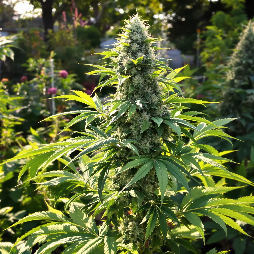 Mandarin 36% indica / 64% sativa — fleur avec trichomes visibles