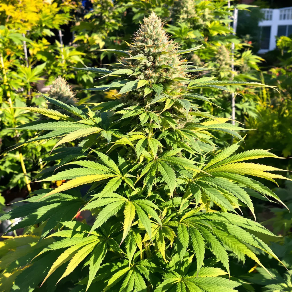 Mandarine 76% indica / 24% sativa — fleur avec trichomes visibles