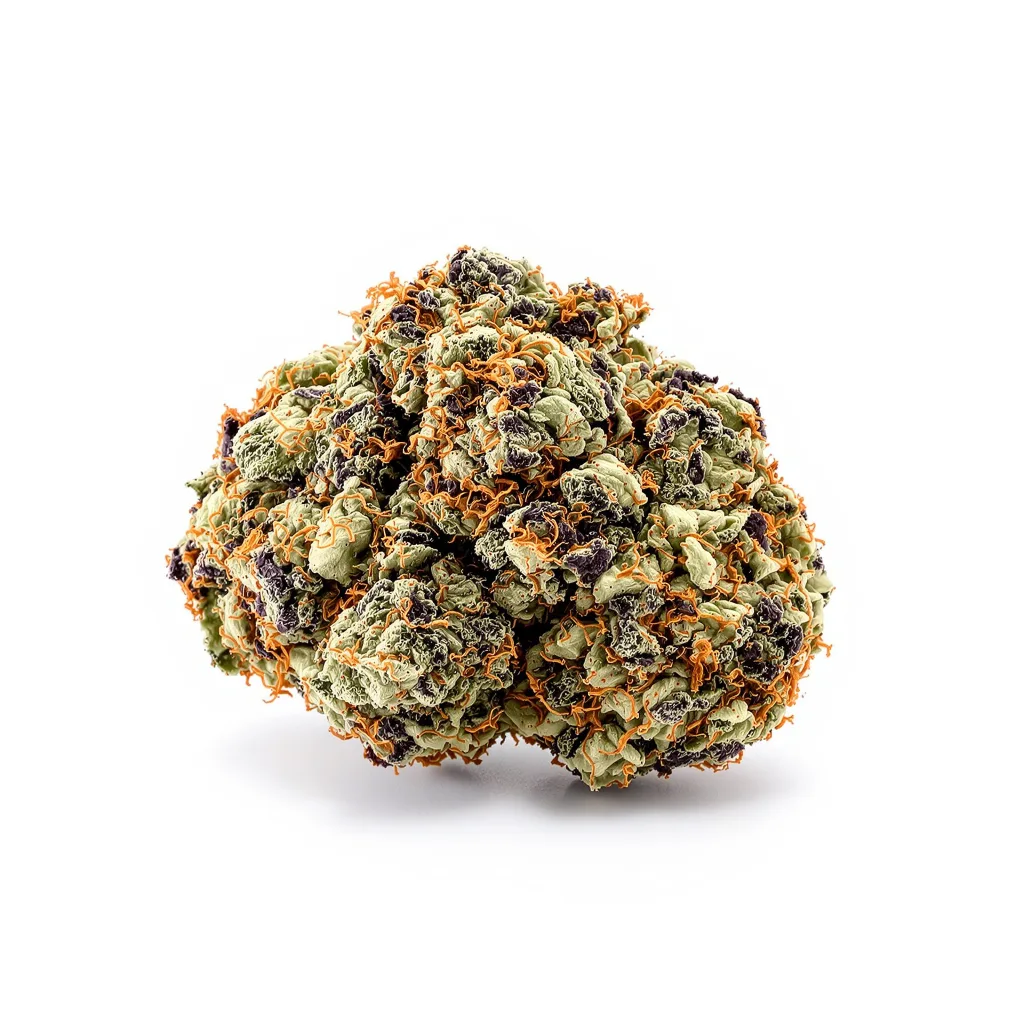 Mandarine 76% indica / 24% sativa — fleur avec trichomes visibles