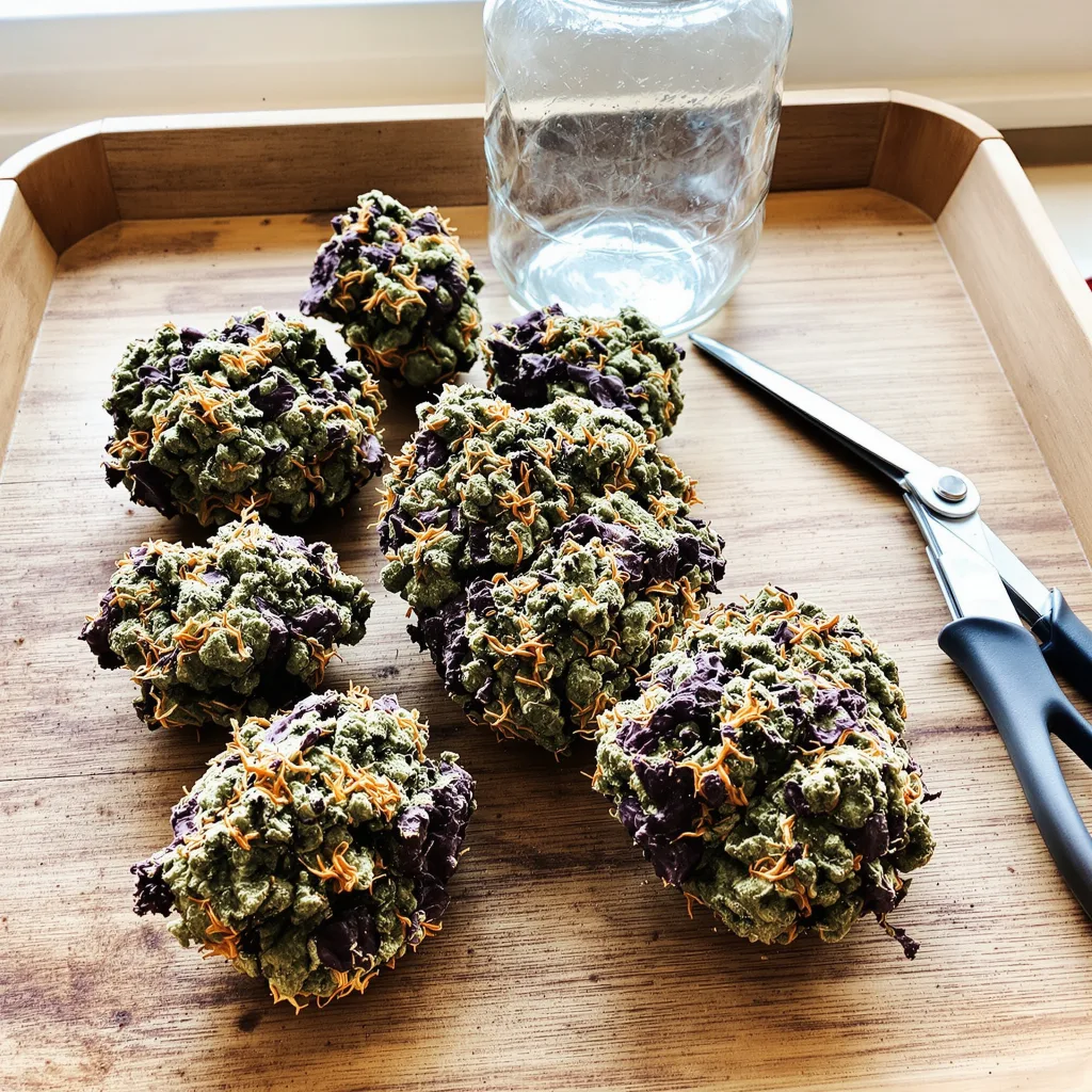 Mango Crack 82% indica / 18% sativa — fleur avec trichomes visibles