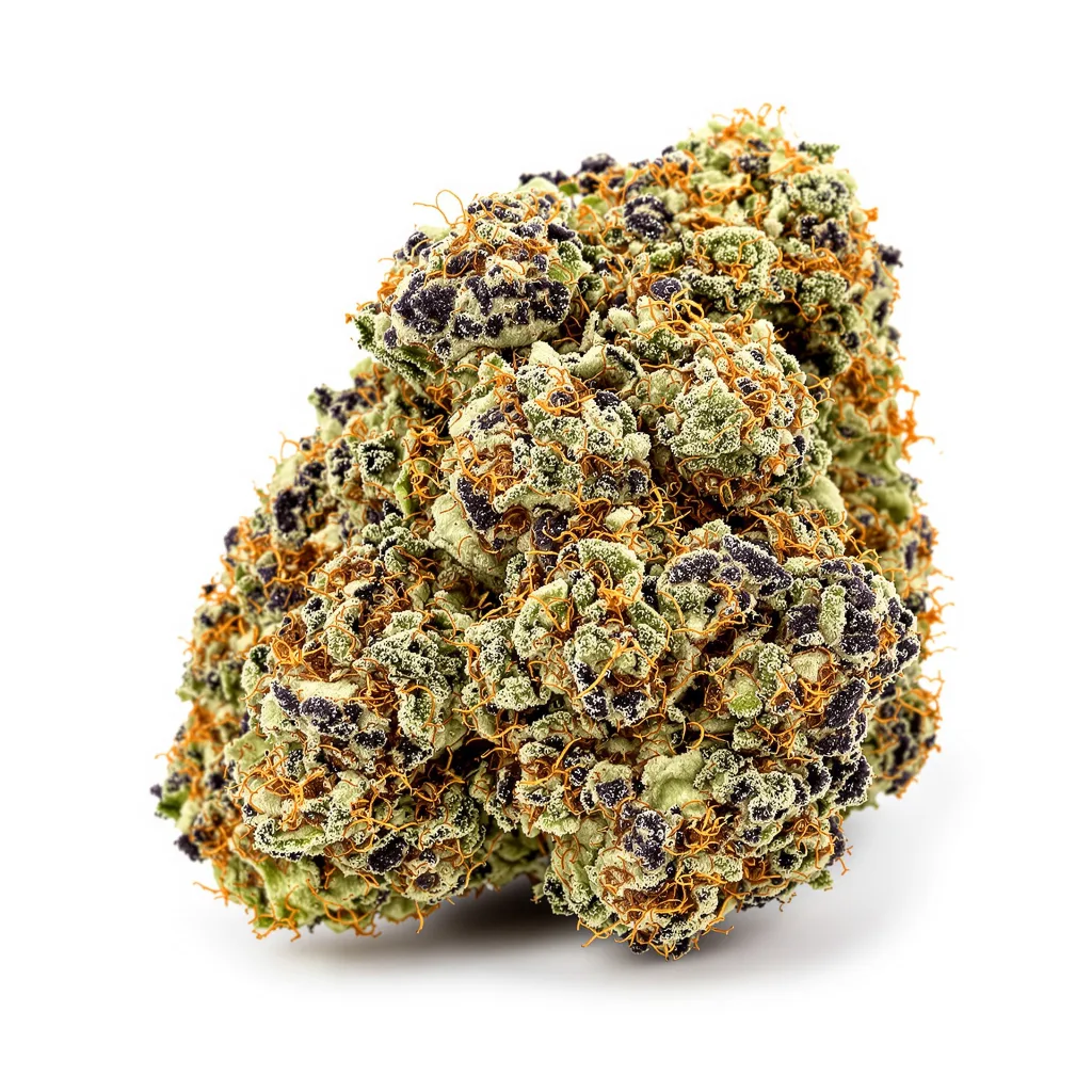 Mango Crack 82% indica / 18% sativa — fleur avec trichomes visibles