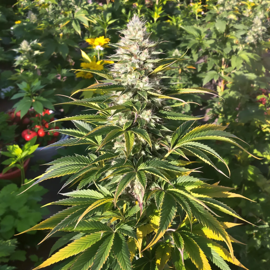 Mango 67% indica / 33% sativa — fleur avec trichomes visibles