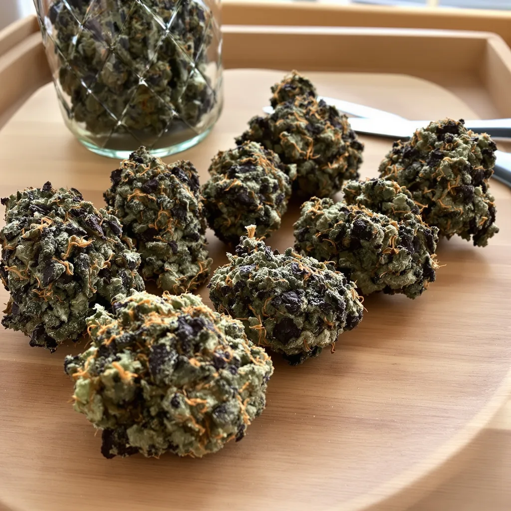 Mango Kush 89% indica / 11% sativa — fleur avec trichomes visibles