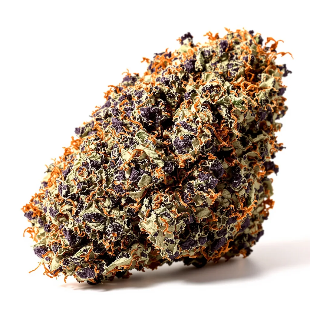 Mango Kush 89% indica / 11% sativa — fleur avec trichomes visibles