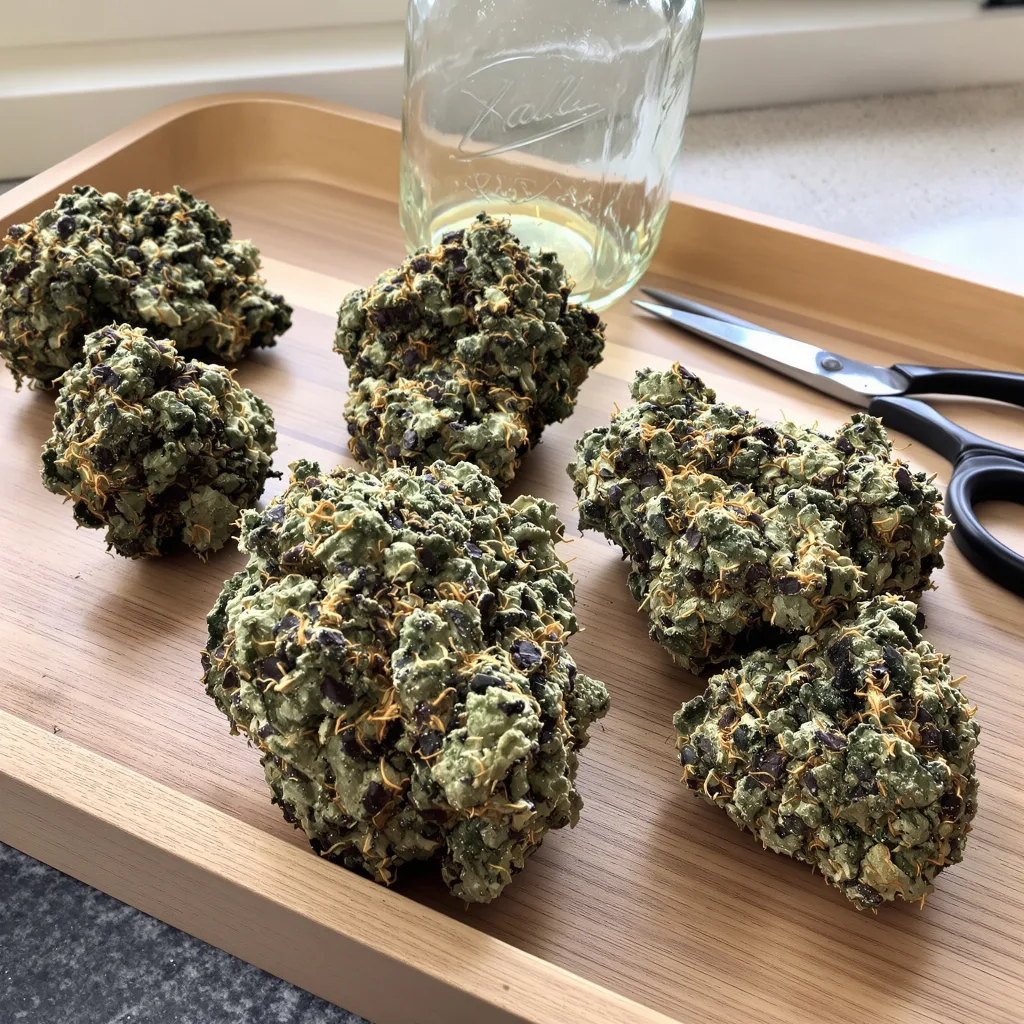 Marionberry Kush 80% indica / 20% sativa — fleur avec trichomes visibles