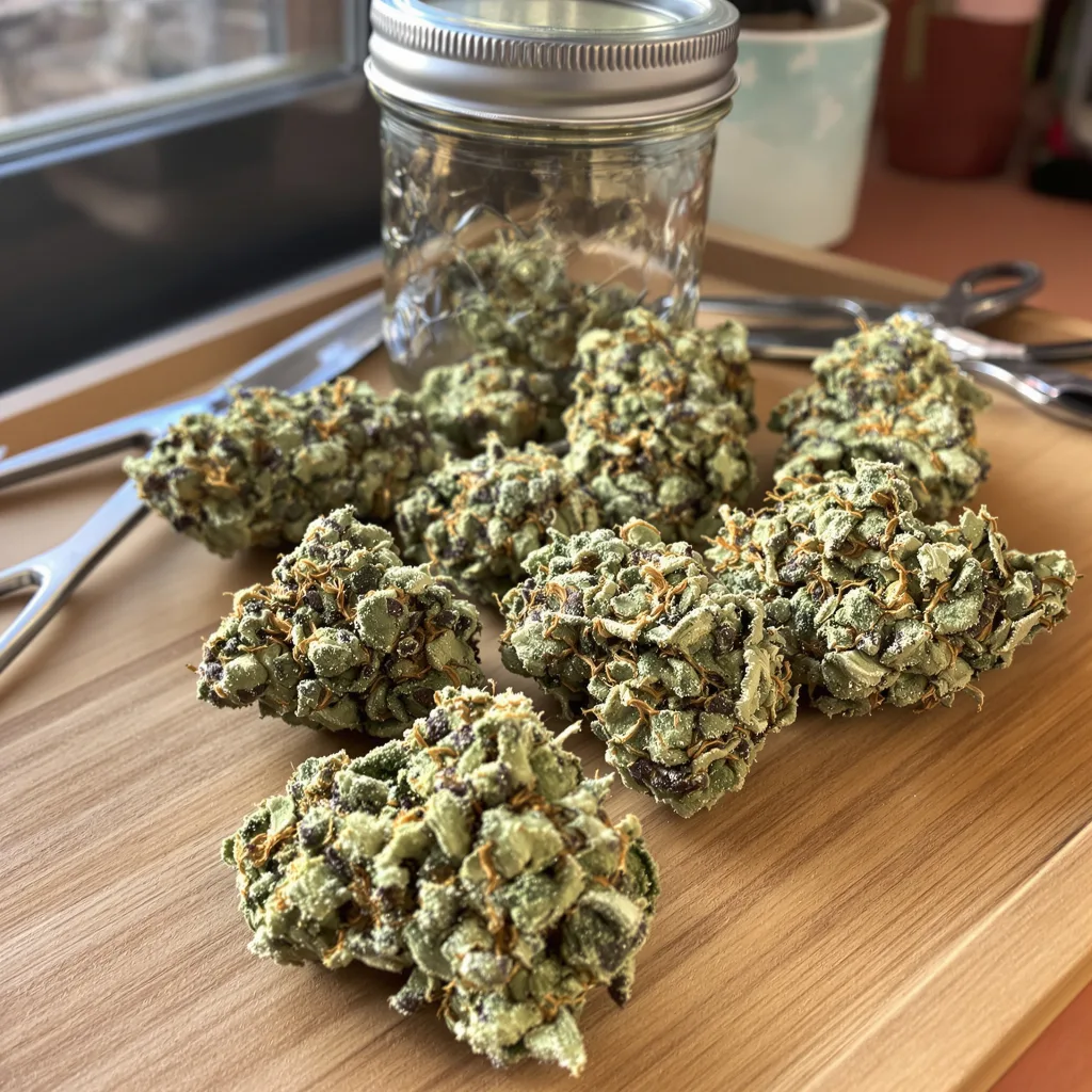 Master Bubba 40% indica / 50% sativa — fleur avec trichomes visibles