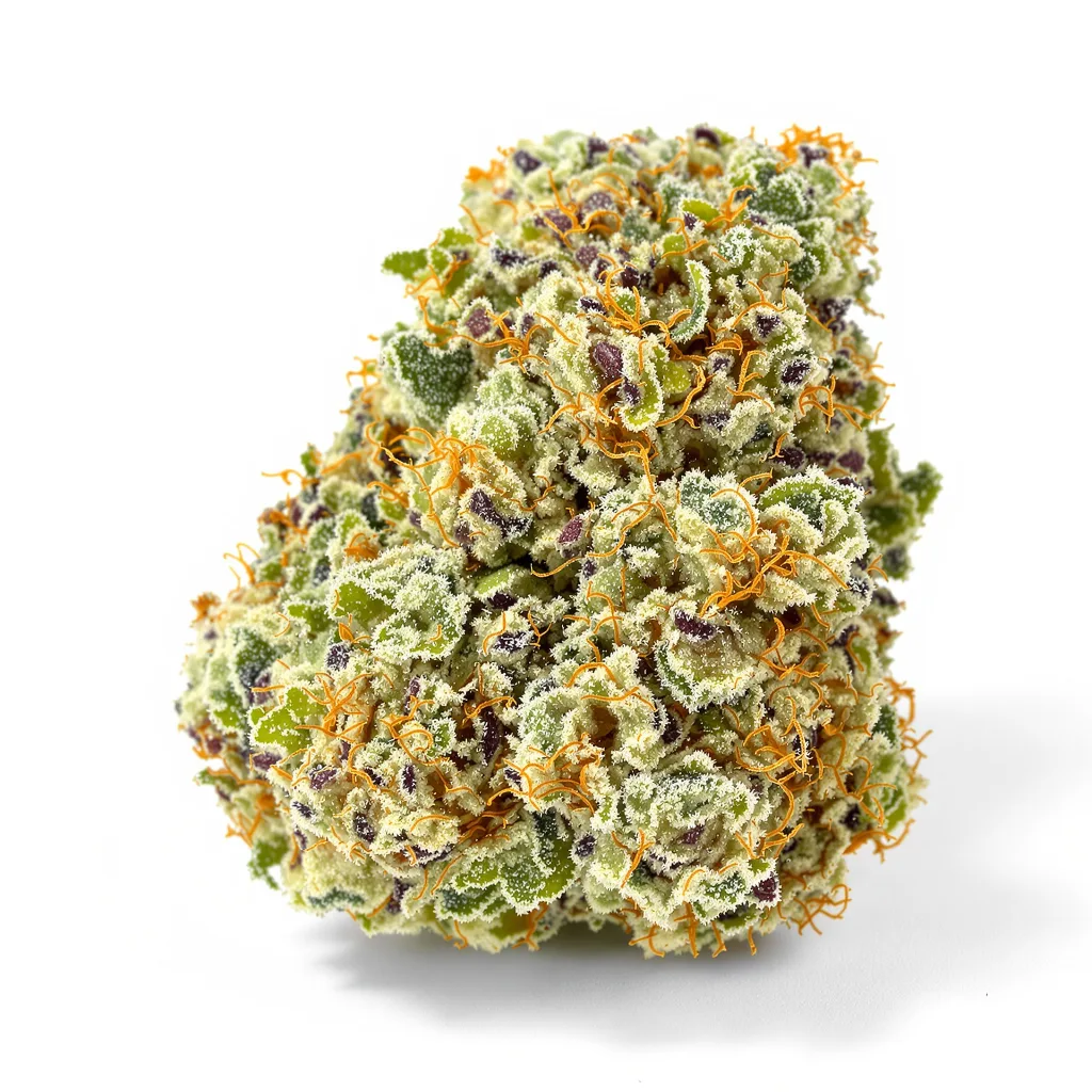 Master Bubba 40% indica / 50% sativa — fleur avec trichomes visibles