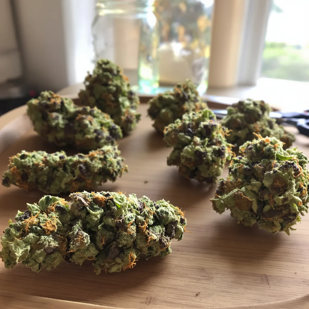 Master Bubba 40% indica / 50% sativa — fleur avec trichomes visibles