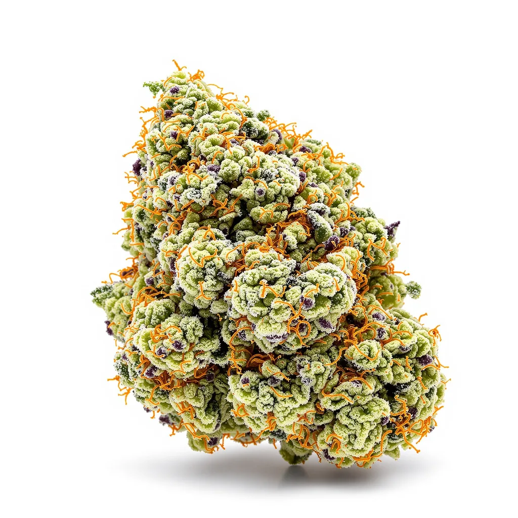 Master Jedi 40% indica / 50% sativa — fleur avec trichomes visibles