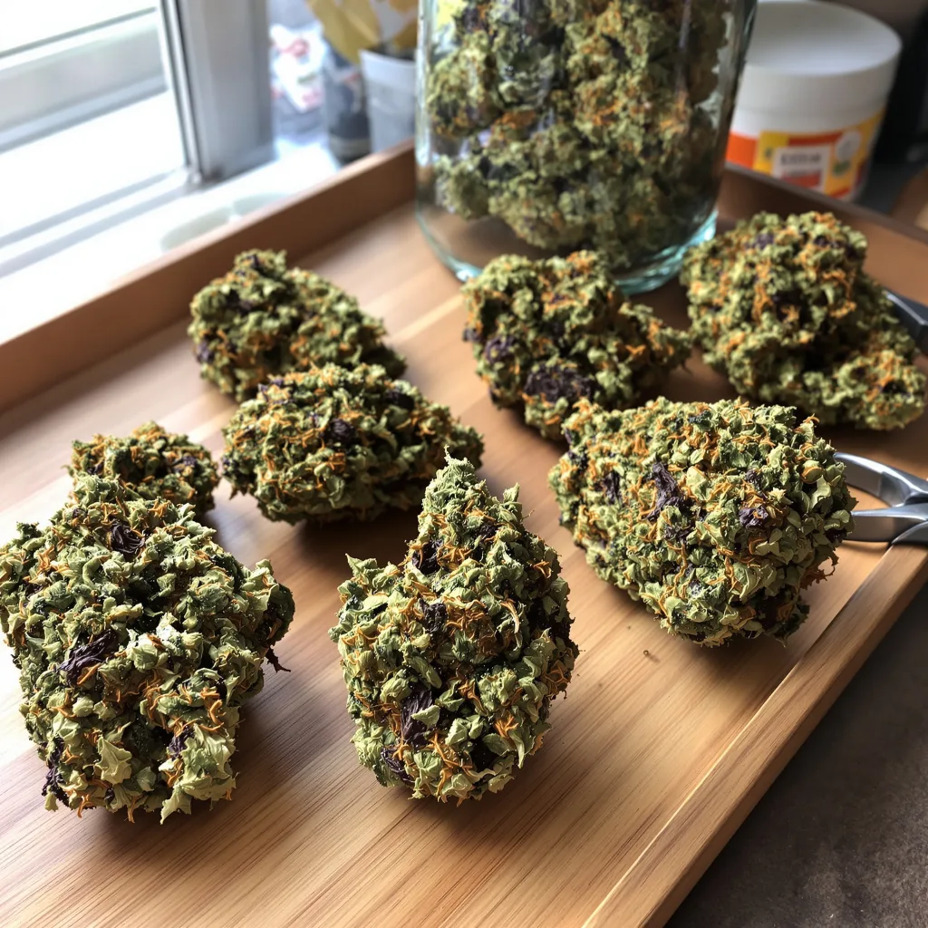 Matanuska Thunder Fuck 77% indica / 23% sativa — fleur avec trichomes visibles